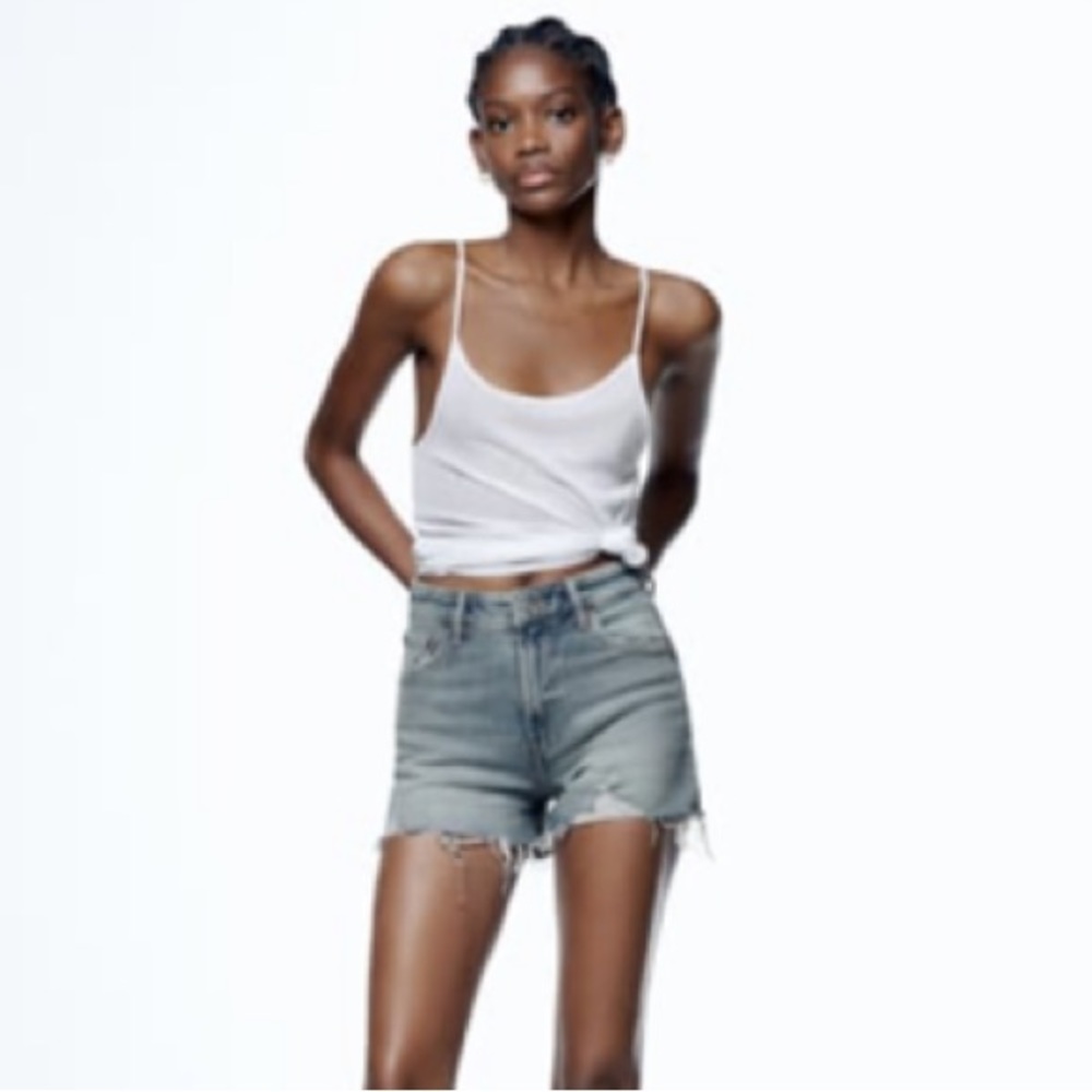 NEW! Zara High Rise Denim Shorts (Blue Gray) Size US 10